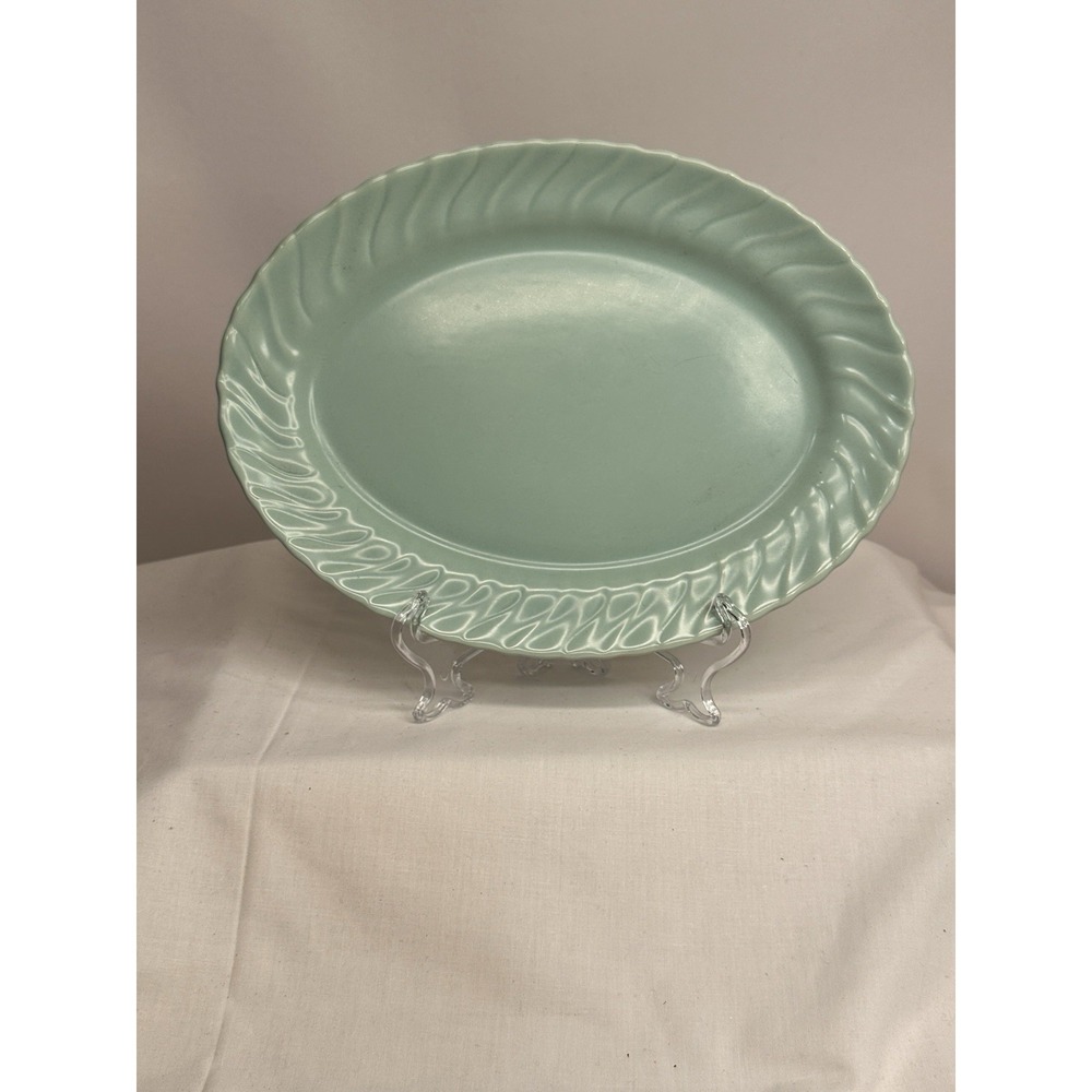 Franciscan Coronado Aqua Turquoise Matte Swirl Oval Platter Plate‎ 11 1/2x8 1/2"